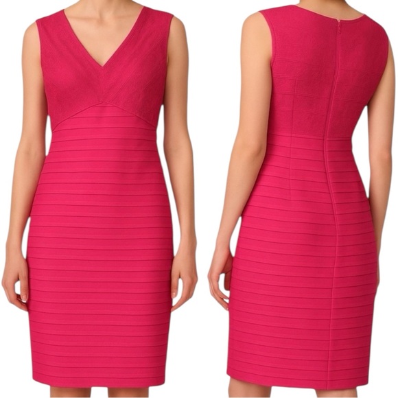 NWT Adrianna Papell Sleeveless Sheath Dress Size 2 Hot Pink - Picture 1 of 13